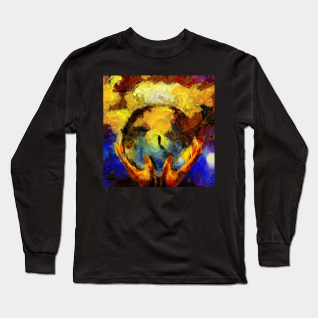 Crystal ball in hands Long Sleeve T-Shirt by rolffimages